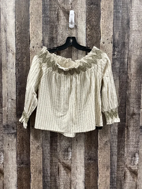 Lightweight Fabrics Top Long Sleeve By Moon River In Striped Pattern, Size: S
