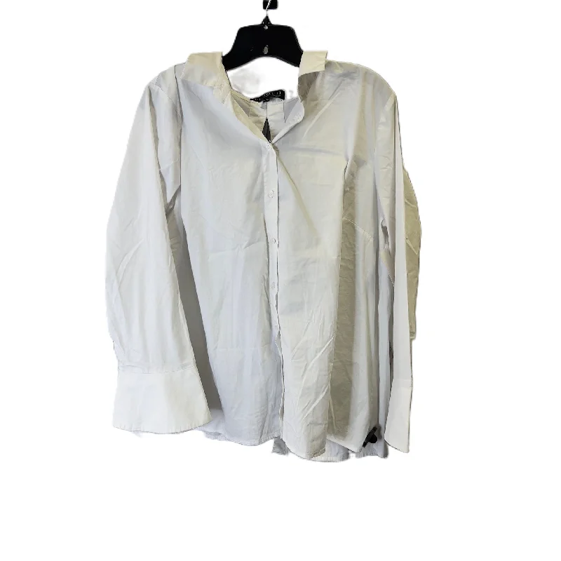 Office Outfits Top Long Sleeve By Eloquii In White, Size: 18