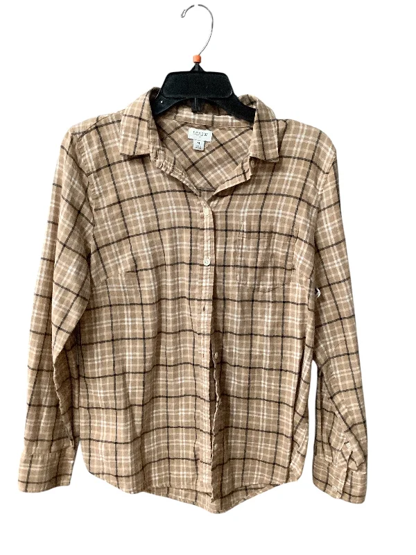 Cool Jackets Top Long Sleeve By J Crew O In Plaid, Size: M