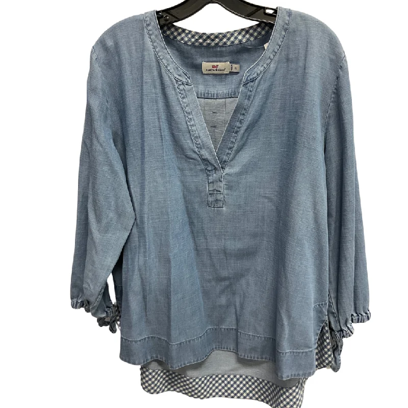 Comfortable Fits Top Long Sleeve By Vineyard Vines In Blue Denim, Size: Xl