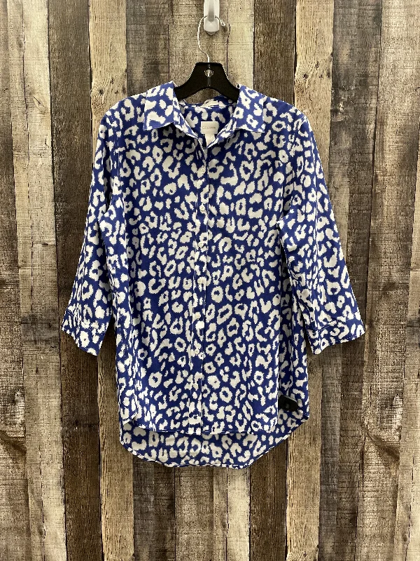 Urban Outfits Top 3/4 Sleeve By Chicos In Blue & White, Size: M