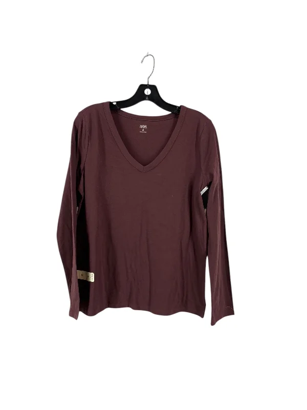 Casual Trousers Top Long Sleeve By Ana In Brown, Size: M