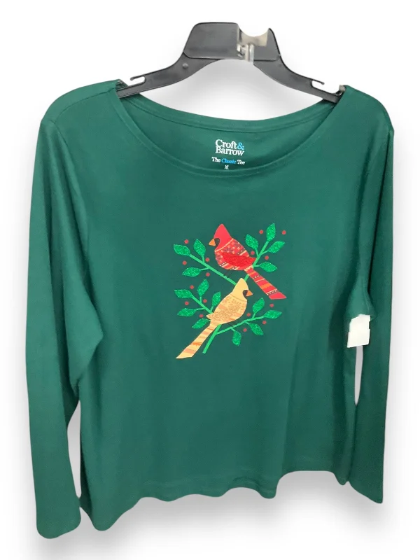 Relaxed Jackets Top Long Sleeve By Croft And Barrow In Green, Size: Xl