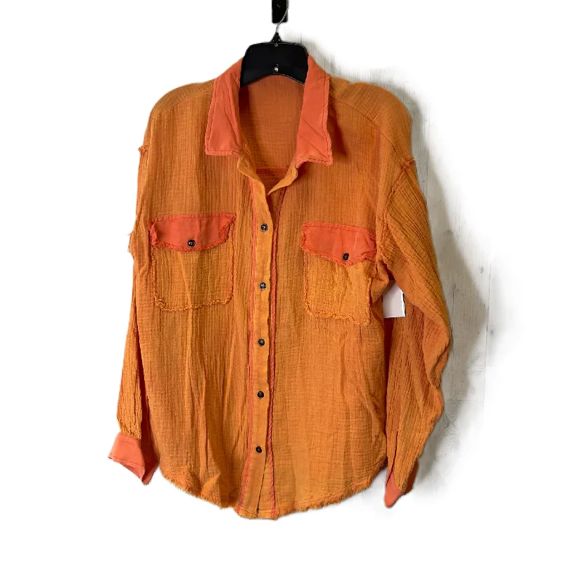 Modern Basics Top Long Sleeve By Pol In Orange, Size: S