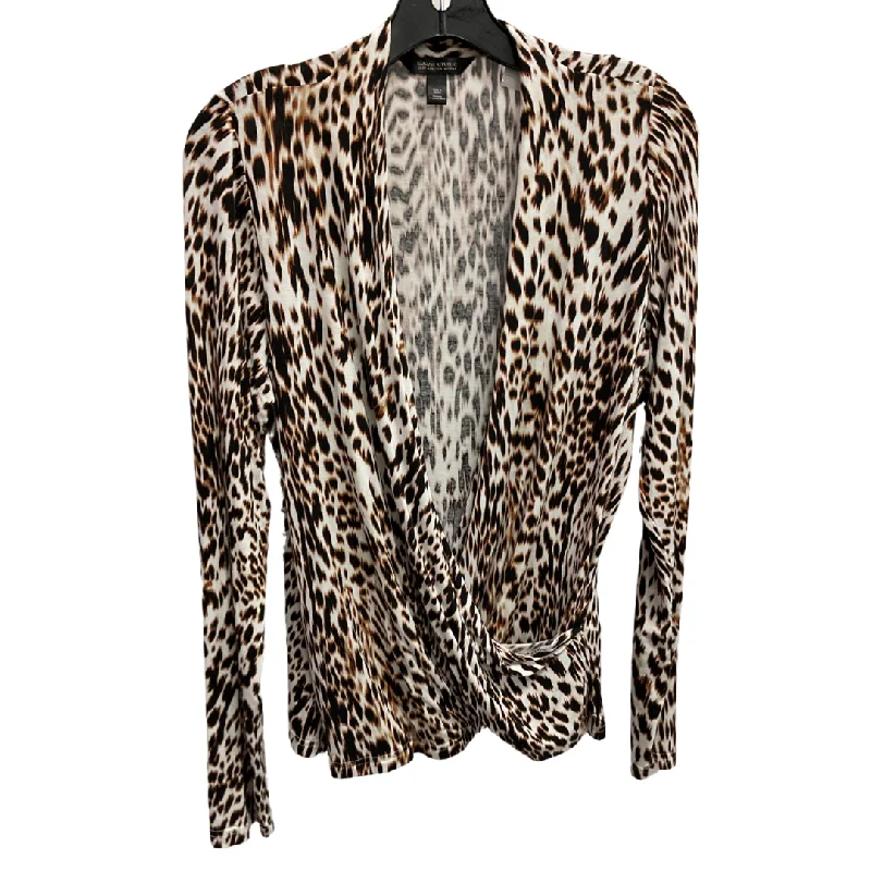 Relaxed Styles Top Long Sleeve By Banana Republic In Leopard Print, Size: L