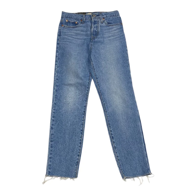 Casual Trousers Jeans Boot Cut By Levis In Blue Denim, Size: 0