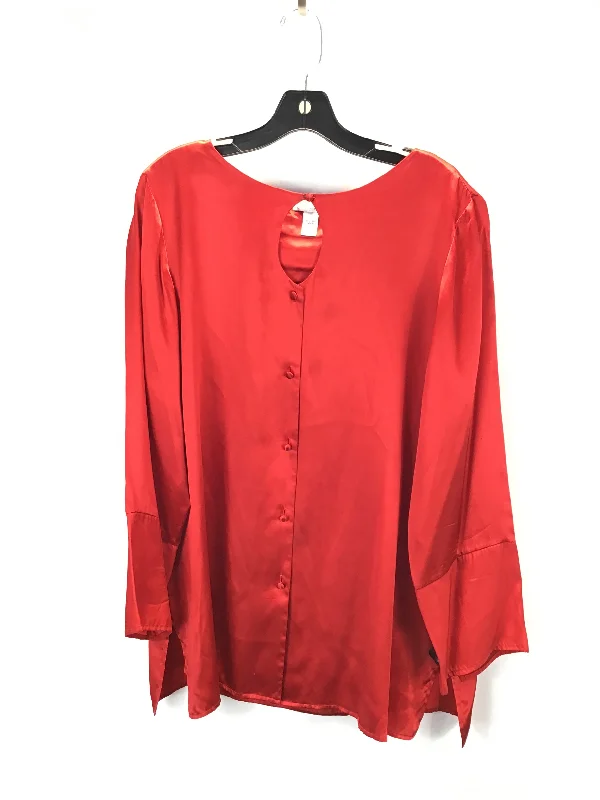 Smart Tops Top Long Sleeve By Valerie Stevens In Red, Size: L