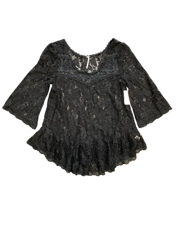 Business Casual Top Long Sleeve By Free People In Black, Size: Xs