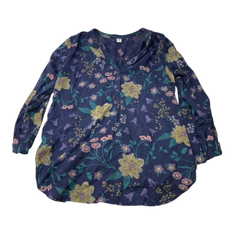 Trendy Look Top Long Sleeve By Old Navy In Blue, Size: L