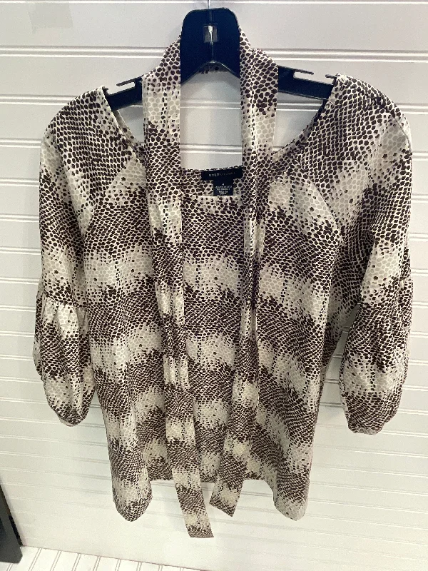 Fashion Jacket Top 3/4 Sleeve By Bcbgmaxazria In Snakeskin Print, Size: M
