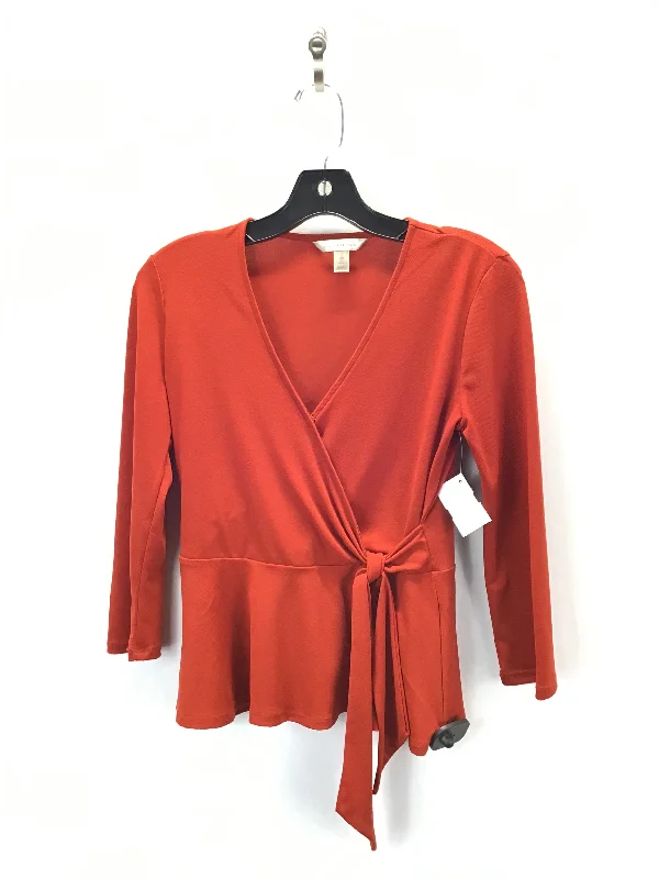 Trendy Shoes Top Long Sleeve By Banana Republic In Orange, Size: Xs