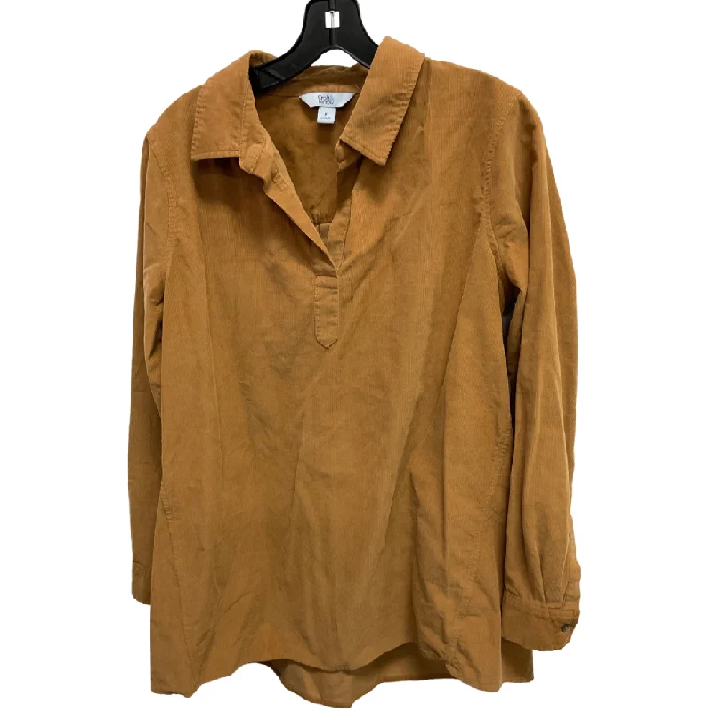 Easygoing Wardrobe Top Long Sleeve By Croft And Barrow In Tan, Size: M