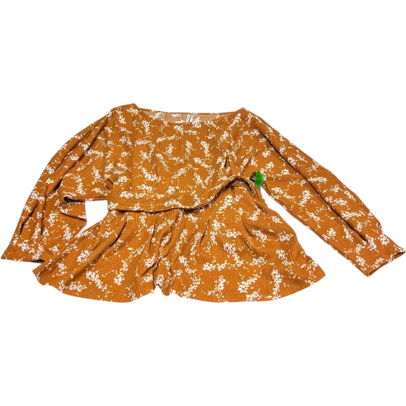 Sporty Jackets Top Long Sleeve By Anthropologie In Orange, Size: M