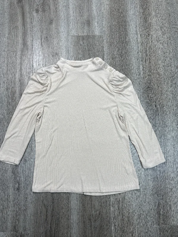 Timeless Wardrobe Top Long Sleeve By Evereve In Beige, Size: M