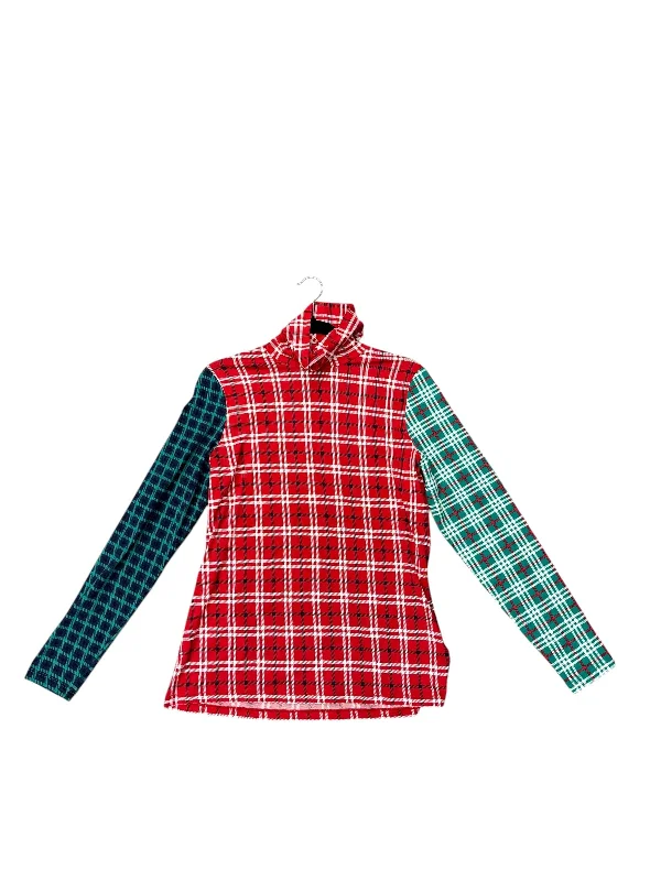 Classic Apparel Top Long Sleeve By Lands End In Plaid Pattern, Size: L