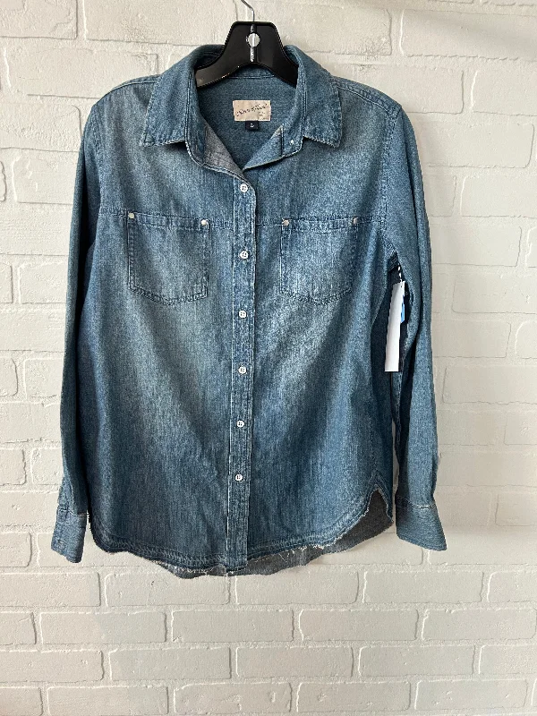 Bold Designs Top Long Sleeve By Universal Thread In Blue Denim, Size: Xs