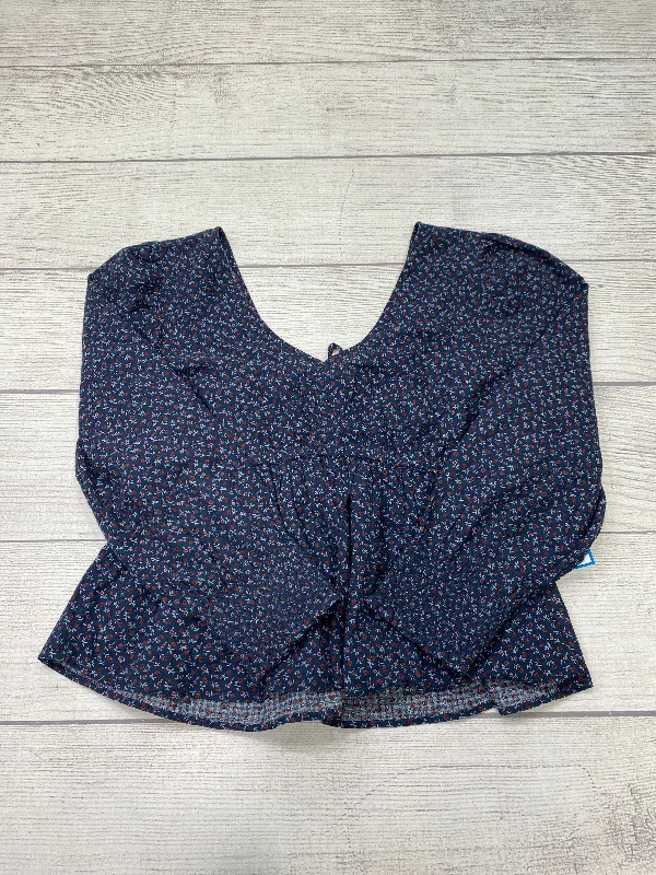 Fashion Jeans Top Long Sleeve By Madewell In Navy, Size: M