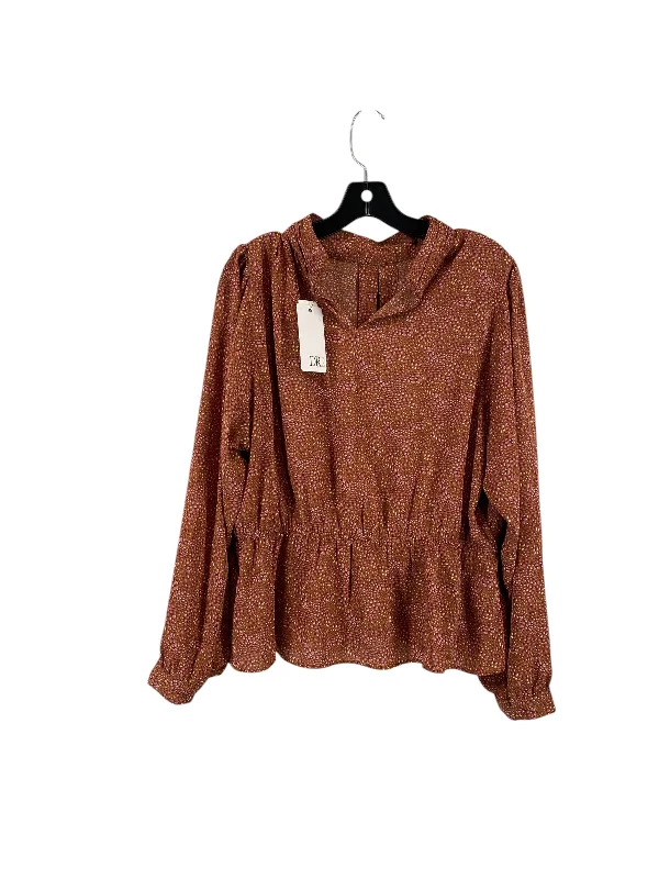 All-Day Wear Top Long Sleeve By Dr2 In Brown, Size: Xl