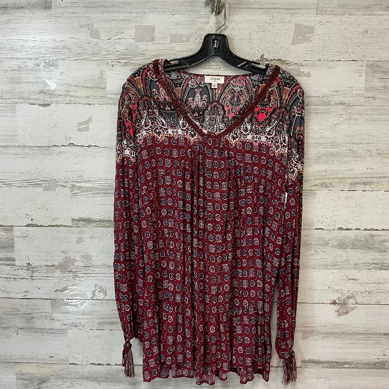 Weekend Styles Top Long Sleeve By Umgee In Maroon, Size: L