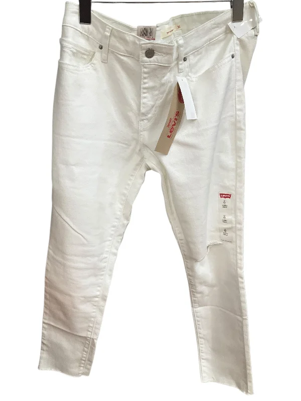 Fashion Jacket Jeans Skinny By Levis In White Denim, Size: 12