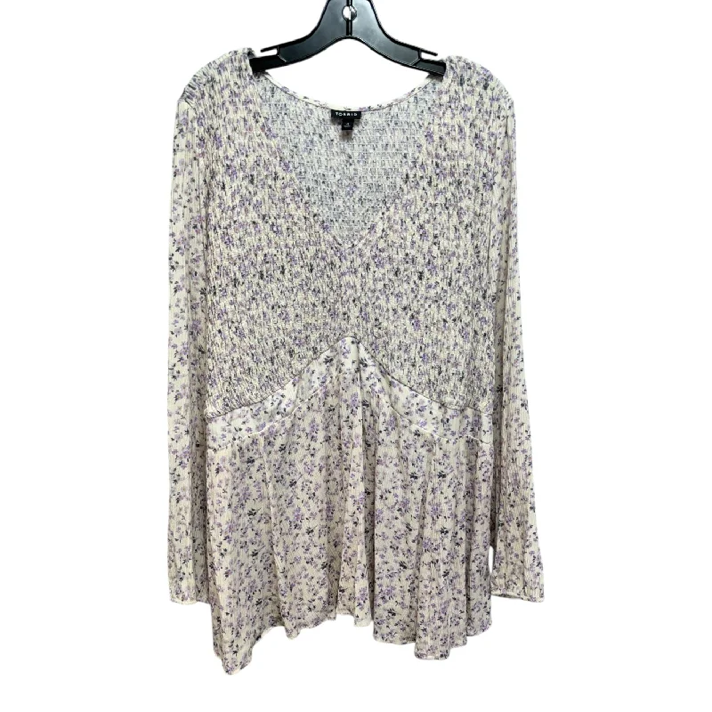 Stylish Suits Top Long Sleeve By Torrid In Floral Print, Size: 4