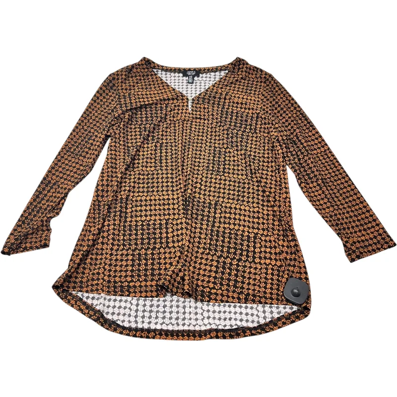 Casual Shirts Top Long Sleeve By Jones New York In Black & Orange, Size: M