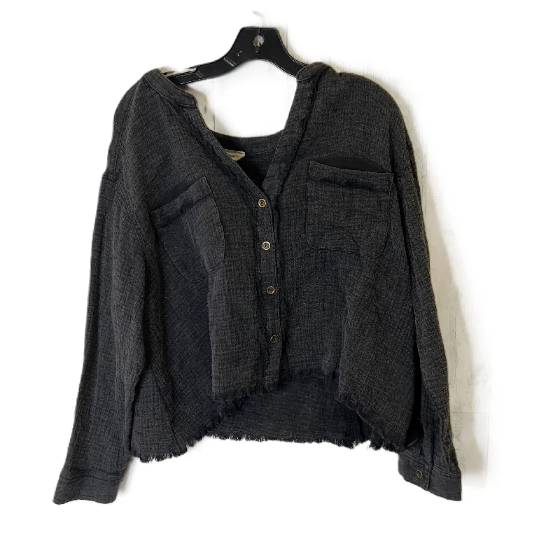 Cool Bottoms Top Long Sleeve By Ee Some In Grey, Size: M
