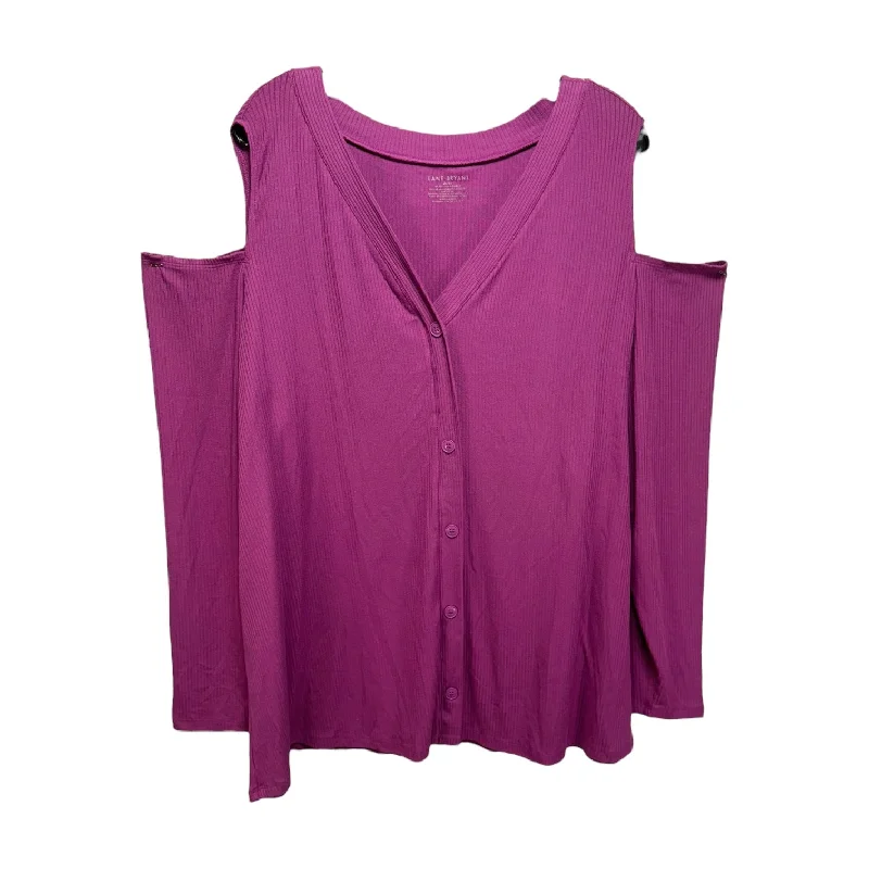 Lightweight Tops Ribbed Top Long Sleeve By Lane Bryant In Purple, Size: 26