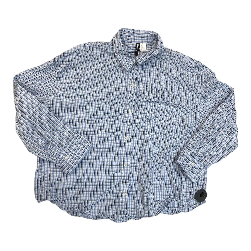Designer Casuals Top Long Sleeve By Divided In Blue & White, Size: L