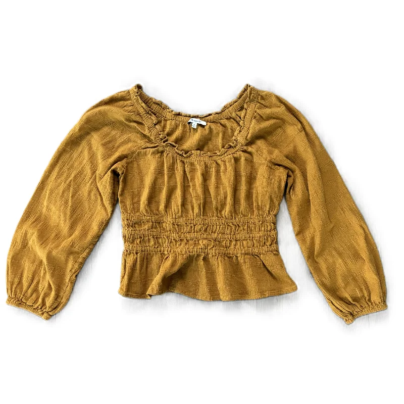 Casual Shoes Top Long Sleeve By Madewell In Yellow, Size: S