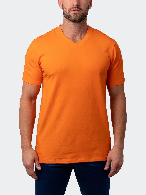 Vintage Style Maceoo Stretch Short-Sleeve Tshirts | V-Neck VivaldiCore Orange