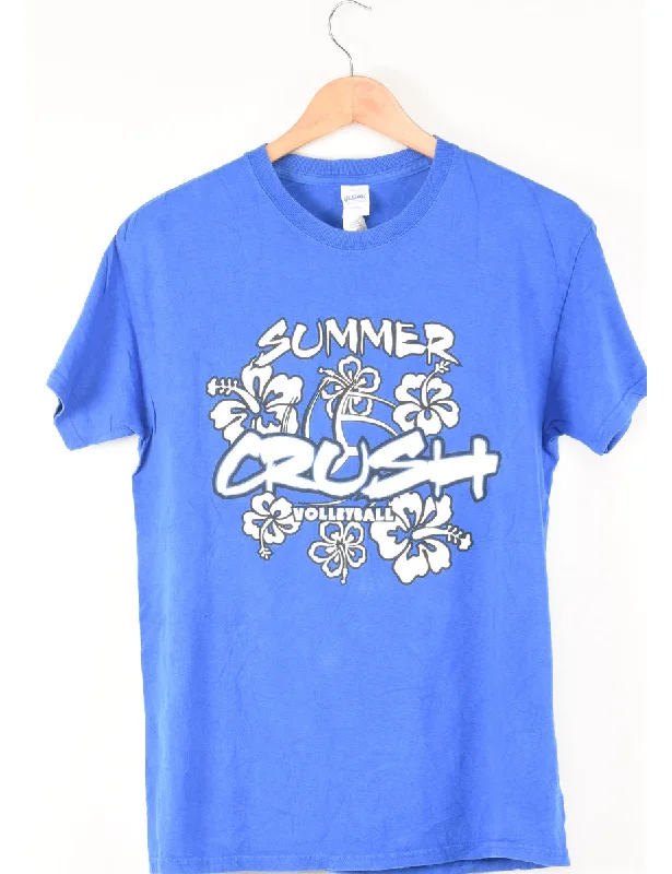 Casual Attire Blue & White Summer Volleyball T-Shirt - M