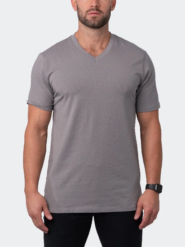 Stylish Suits Maceoo Stretch Short-Sleeve Tshirts | V-Neck VivaldiCore Brown