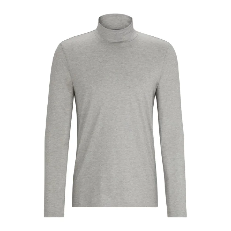 Stylish Jeans High-neck T-shirt in cotton and silk jacquard