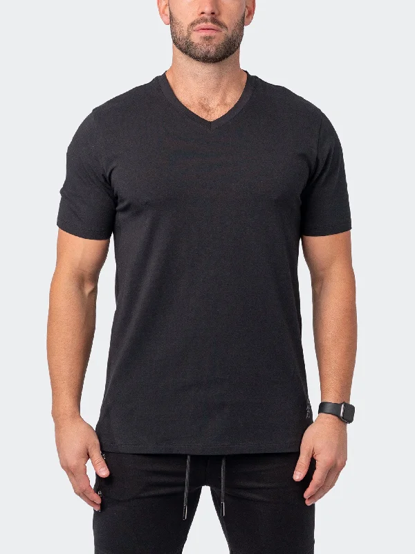Travel Wardrobe Maceoo Stretch Short-Sleeve Tshirts | V-Neck VivaldiCore Black