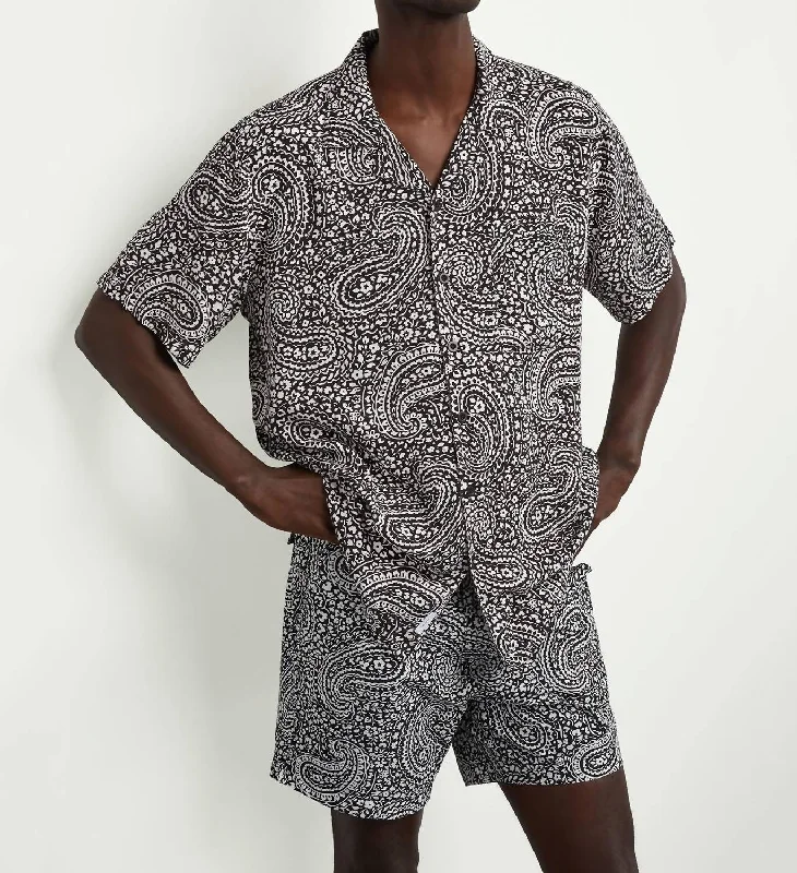 Cool Pieces Men Vacation Paisley Shirt In Black