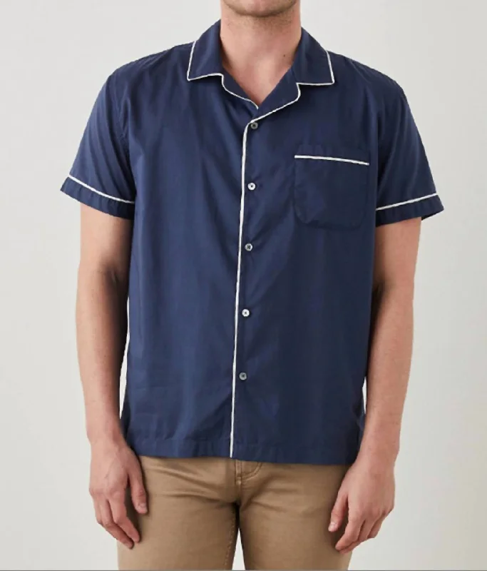 Relaxed Fit Mens Osbourne S/s Shirt In Binaural Blue