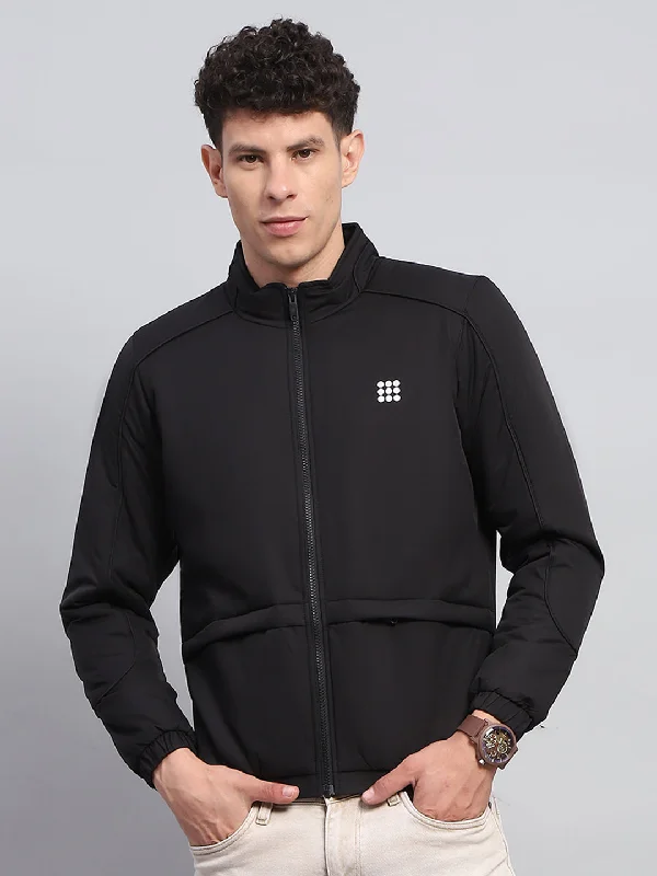Denim Trends Men Black Solid Mock Neck Full Sleeve Jacket