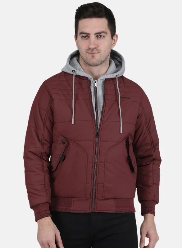 Urban Gear Men Maroon Solid Jacket