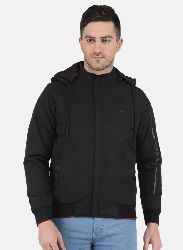 Comfort Jackets Men Black Solid Jacket