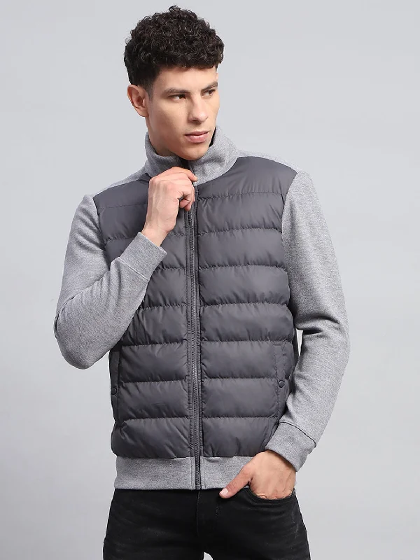 Formal Wear Men Grey Solid Collar Full Sleeve Jacket