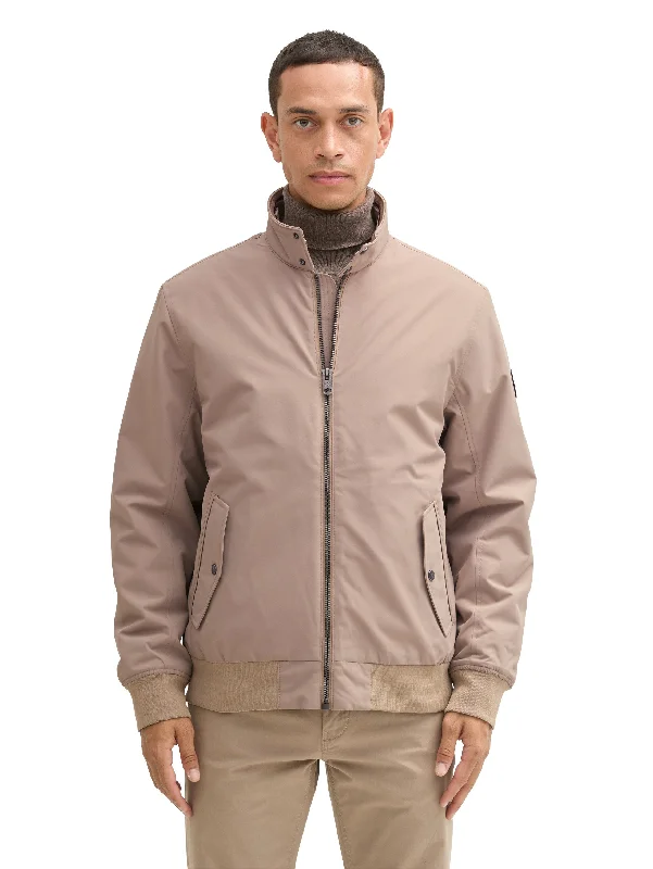 Sporty Designs Tom Tailor Moutain Taupe Jacket With a Stand Up Collar