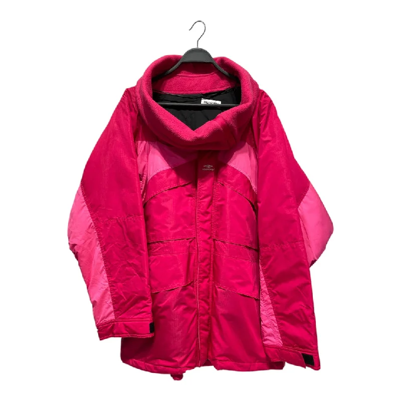 Vintage Style BALENCIAGA/Puffer Jkt/36/Nylon/PNK/Graphic/3B FLEECE NYLON PANEL