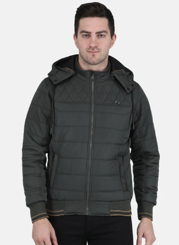 Casual Shirts Men Olive Solid Jacket