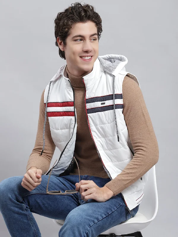Trendy Apparel Men White Plain Jacket