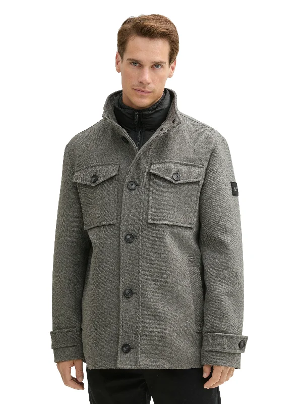 Smart Tops Tom Tailor 2 In 1 Dark Grey Jacket in Wool