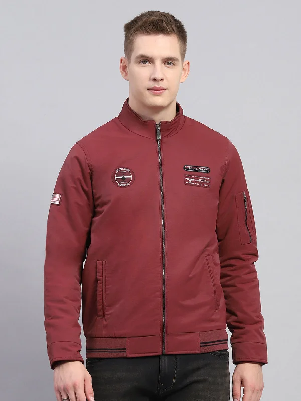 Trendy Sweaters Men Maroon Solid Mock Neck Full Sleeve Jacket
