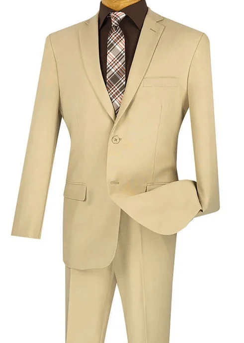 Formal Casuals Beige Slim Fit Men's 2 Piece Business Suit 2 Button