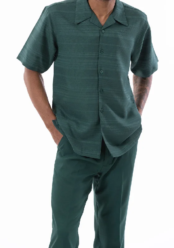 Trendy Shoes Emerald Green Tone on Tone Horizontal Stripes Walking Suit 2 Piece Short Sleeve Set Trendy Shoes Emerald Green Tone on Tone Horizontal Stripes Walking Suit 2 Piece Short Sleeve Set