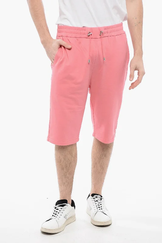 Daily Looks Balmain Brushed Cotton Shorts With Flocked Logo